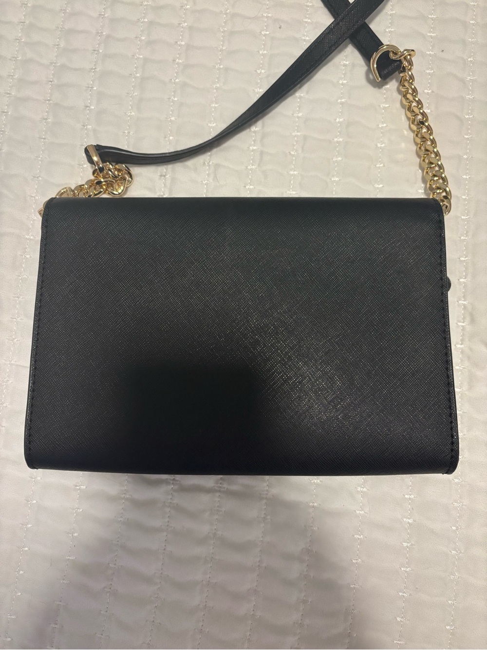 Michael Kors Black Saffiano Leather Crossbody with Gold Chain - Picture 3 of 4